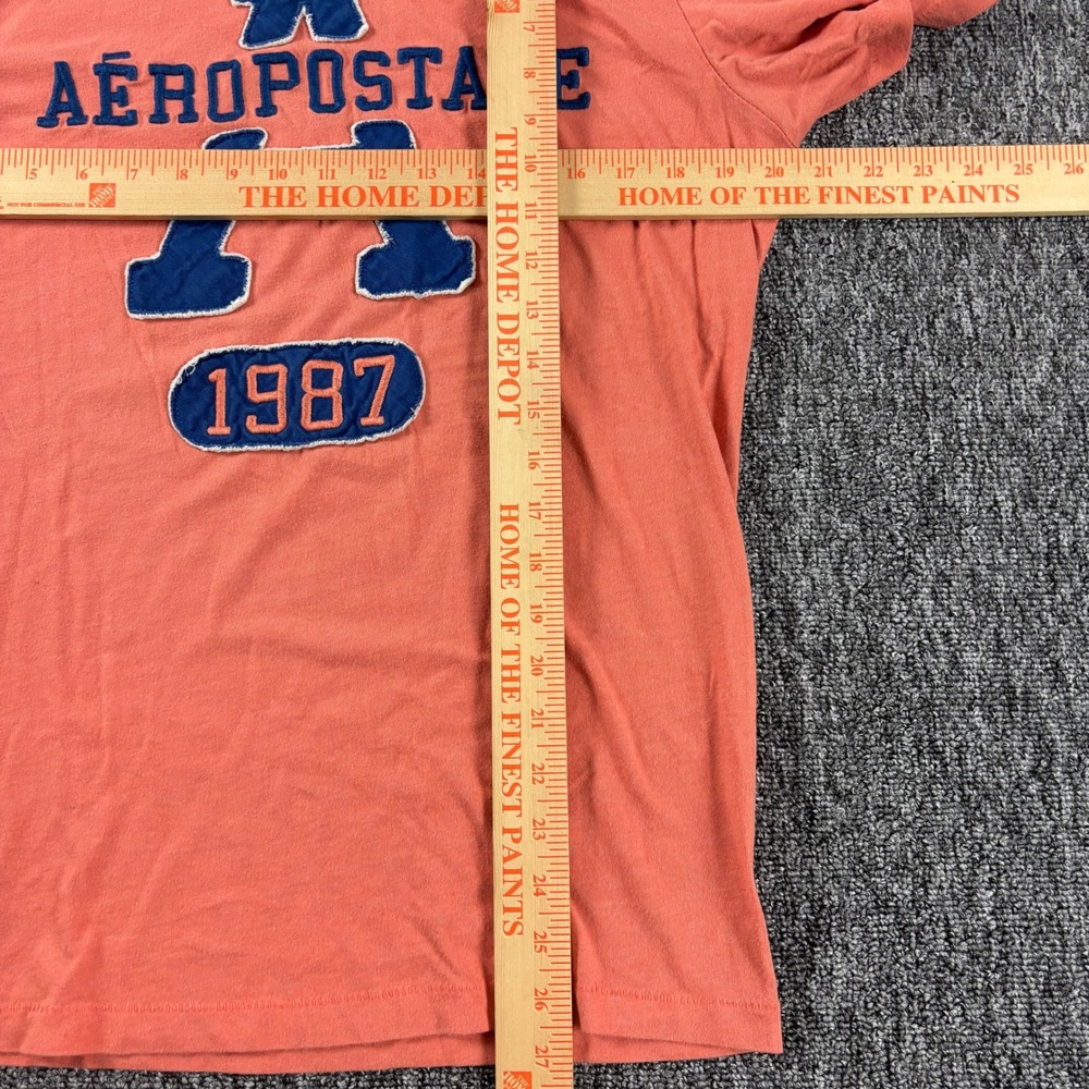 Y2K Aeropostale Preppy Embroidered Single Stitch Orange Graphic T-Shirt Medium - Picture 6 of 6